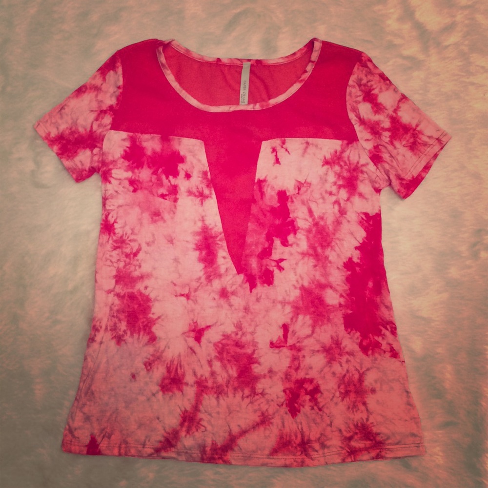 Paper Crane Red Tye Die Short Sleeve Top Small